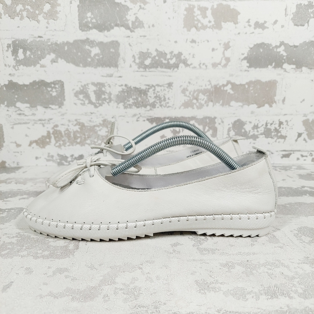 New BOS & CO   Osaka White Leather Lace Slip On Shoes Size 7-7 1/2